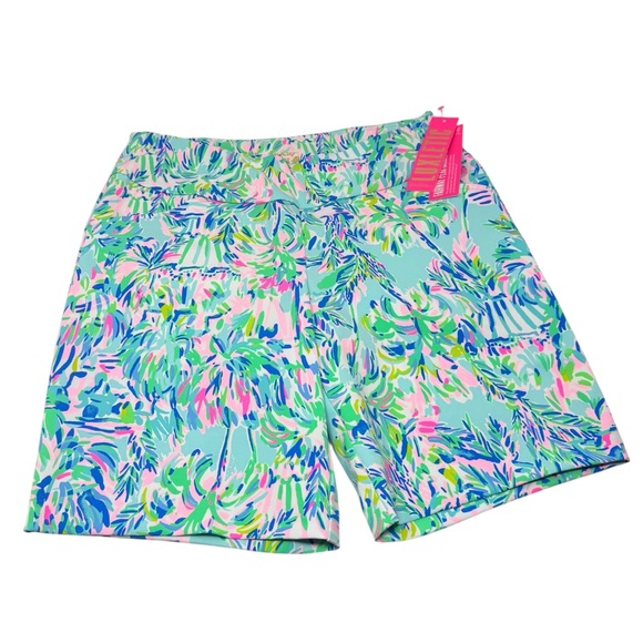 Lilly Pulitzer Reid Short UPF 50+ Blue Ibiza Cabana Cocktail Golf NWT 12 - Picture 1 of 6
